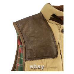 Vintage Polo Ralph Lauren Brown Corduroy Vest RRL Down Hunting Leather Large