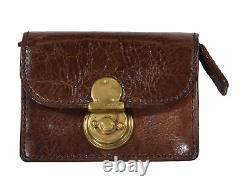 Vintage Polo Ralph Lauren Brown Leather Gusseted Locking Coin Wallet