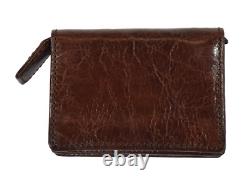 Vintage Polo Ralph Lauren Brown Leather Gusseted Locking Coin Wallet