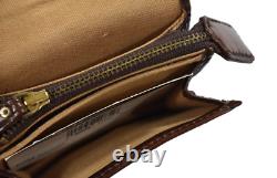 Vintage Polo Ralph Lauren Brown Leather Gusseted Locking Coin Wallet