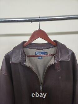 Vintage Polo Ralph Lauren Brown Leather Jacket Mens XX-Large