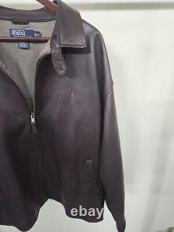 Vintage Polo Ralph Lauren Brown Leather Jacket Mens XX-Large