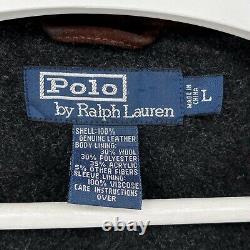Vintage Polo Ralph Lauren Brown Suede Leather Gray Wool Lined Cafe Racer Jacket