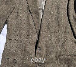 Vintage Polo Ralph Lauren Brown Tweed Herringbone Two Piece Suit Mens 43L