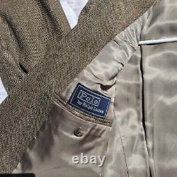 Vintage Polo Ralph Lauren Brown Tweed Herringbone Two Piece Suit Mens 43L