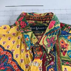 Vintage Polo Ralph Lauren Button Down Shirt Mens 2XL Yellow Blue Green Boho