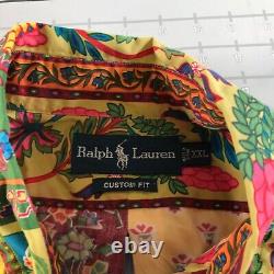 Vintage Polo Ralph Lauren Button Down Shirt Mens 2XL Yellow Blue Green Boho