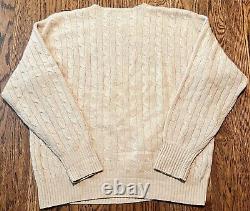 Vintage Polo Ralph Lauren Cable Knit Sweater 100% Cashmere Mens XL Ivory