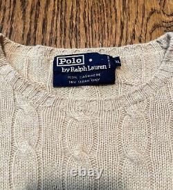 Vintage Polo Ralph Lauren Cable Knit Sweater 100% Cashmere Mens XL Ivory