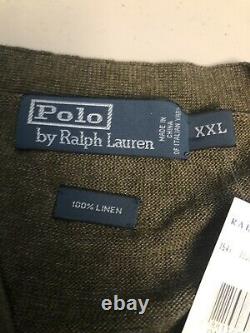 Vintage Polo Ralph Lauren Cardigan 100% Linen 2XL XXL $202.00 Italian Yarn