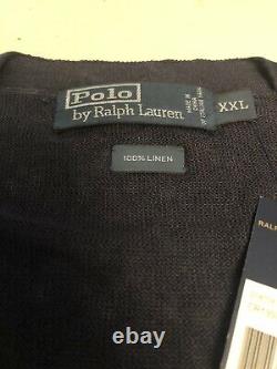 Vintage Polo Ralph Lauren Cardigan 100% Linen 2XL XXL Blue $202.00 Italian Yarn