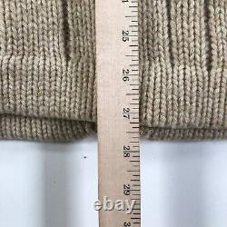 Vintage Polo Ralph Lauren Cardigan Sweater Mens 44 Beige Cable Knit Virgin Wool