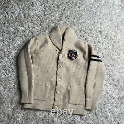 Vintage Polo Ralph Lauren Cardigan Sweater Mens Medium Mt Whitney USA 100% Wool