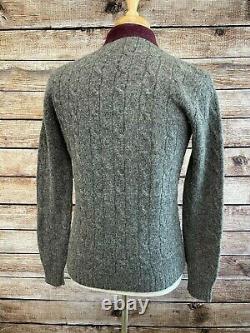 Vintage Polo Ralph Lauren Cardigan Wool Sweater Size M Gray Maroon