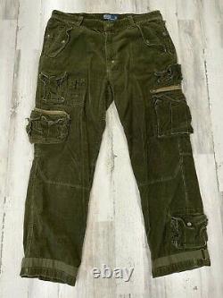 Vintage Polo Ralph Lauren Cargo Military Pants 38x32 Green Paratroop Fatigue