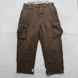 Vintage Polo Ralph Lauren Cargo Pants Men 36x28 Brown Outdoor Baggy Metal Button