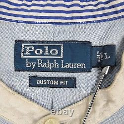 Vintage Polo Ralph Lauren Chambray Shirt Mens Large Blue Great Britain Games