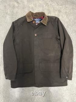 Vintage Polo Ralph Lauren Chore Jacket Men's M Brown Plaid Lined Barn Coat
