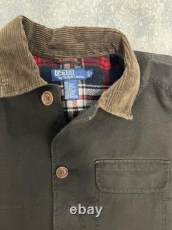 Vintage Polo Ralph Lauren Chore Jacket Men's M Brown Plaid Lined Barn Coat