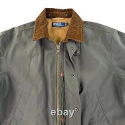Vintage Polo Ralph Lauren Chore Jacket Mens Medium Gray Oil Cloth Field Coat