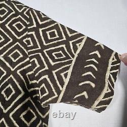 Vintage Polo Ralph Lauren Clayton Mens L Linen Button Shirt Brown Safari Aztec