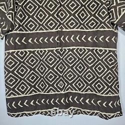 Vintage Polo Ralph Lauren Clayton Mens L Linen Button Shirt Brown Safari Aztec