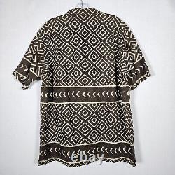 Vintage Polo Ralph Lauren Clayton Mens L Linen Button Shirt Brown Safari Aztec