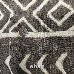 Vintage Polo Ralph Lauren Clayton Mens L Linen Button Shirt Brown Safari Aztec
