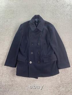 Vintage Polo Ralph Lauren Coat Mens Extra Large Navy Wool Double Breasted Naval