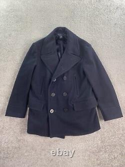 Vintage Polo Ralph Lauren Coat Mens Extra Large Navy Wool Double Breasted Naval