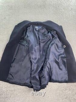 Vintage Polo Ralph Lauren Coat Mens Extra Large Navy Wool Double Breasted Naval