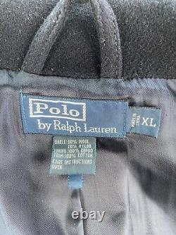 Vintage Polo Ralph Lauren Coat Mens Extra Large Navy Wool Double Breasted Naval