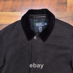 Vintage Polo Ralph Lauren Coat Mens Medium Gray Wool Cashmere Corduroy Collar