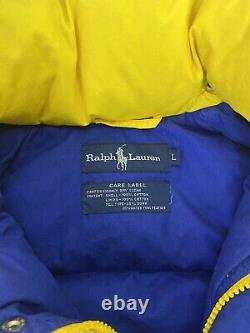 Vintage Polo Ralph Lauren Cookie Ski Goose Down Puffer Bomber Jacket Size Large