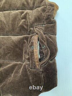 Vintage Polo Ralph Lauren Corduroy Down Hunting Vest, Leather Suede Accents M
