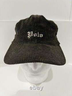 Vintage Polo Ralph Lauren Corduroy Hat One Size Buckle Baseball Cap Spell Out