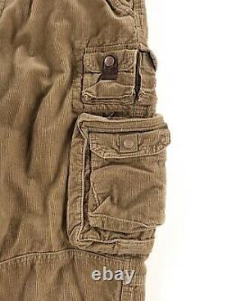 Vintage Polo Ralph Lauren Corduroy Military Cargo Pants Mens Size 34x30 Brown