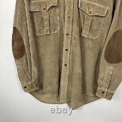 Vintage Polo Ralph Lauren Corduroy Over Shirt Shacket, Leather, Mens Medium