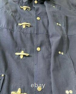 Vintage Polo Ralph Lauren Cotton Blue Fireman Jacket Coat Mens XL