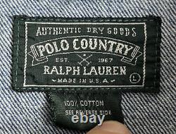 Vintage Polo Ralph Lauren Country Denim USA Flag Trucker Jacket Womens L Large