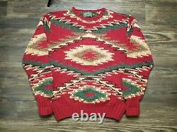 Vintage Polo Ralph Lauren Country Wool Hand Knit Aztec Sweater Tagged L