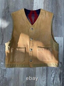 Vintage Polo Ralph Lauren Country Wool Leather Aztec Vest Size M