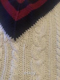 Vintage Polo Ralph Lauren Crest Hand Knit Preppy Tennis Sweater Vest