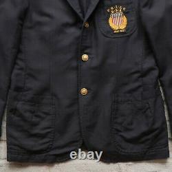 Vintage Polo Ralph Lauren Crest Logo Linen Blazer Coat Jacket Size 44 R Italy