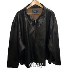Vintage Polo Ralph Lauren Dark Brown Leather Bomber Jacket Men's Size 4XB 4XL