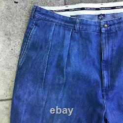 Vintage Polo Ralph Lauren Denim Andrew Pants Pleated Blue Men Size 40 x 32