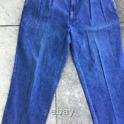 Vintage Polo Ralph Lauren Denim Andrew Pants Pleated Blue Men Size 40 x 32