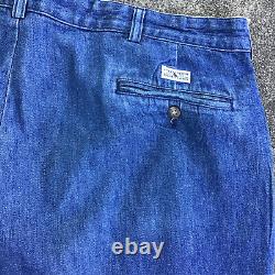 Vintage Polo Ralph Lauren Denim Andrew Pants Pleated Blue Men Size 40 x 32