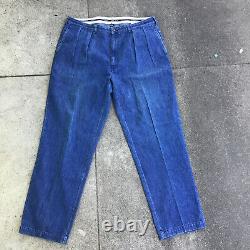 Vintage Polo Ralph Lauren Denim Andrew Pants Pleated Blue Men Size 40 x 32