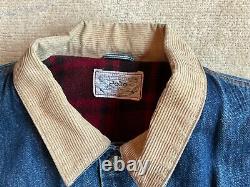 Vintage Polo Ralph Lauren Denim Barn Jacket with Wool Buffalo Plaid Lining Sz XL
